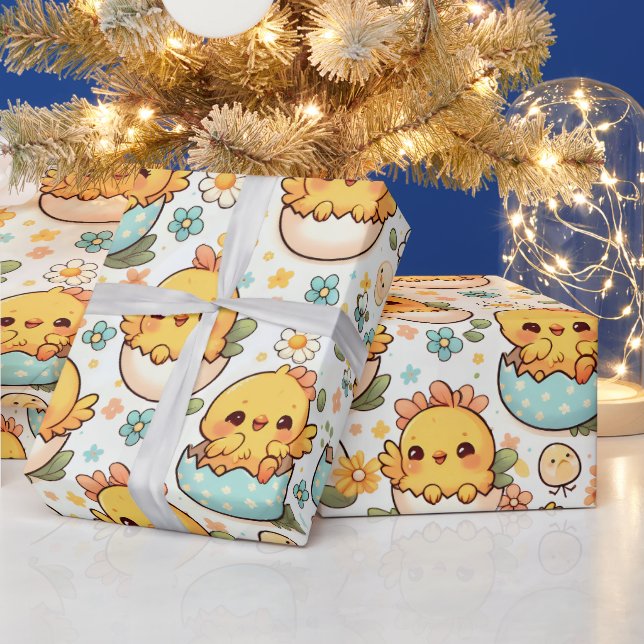 Kawaii Easter Chick Peel and Stick Wallpaper Wrapping Paper (Holidays)