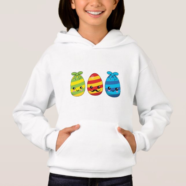 Kawaii Easter Eggs with Ribbons Hoodie (Front)