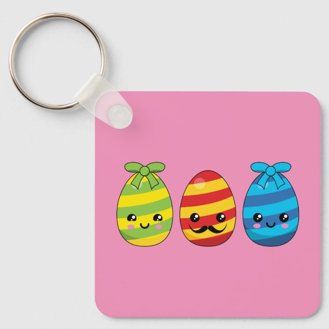 Kawaii Easter Eggs with Ribbons Keychain (Front)