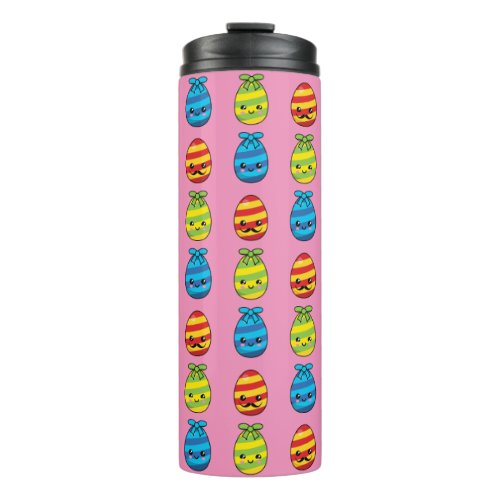 Kawaii Easter Eggs with Ribbons Thermal Tumbler