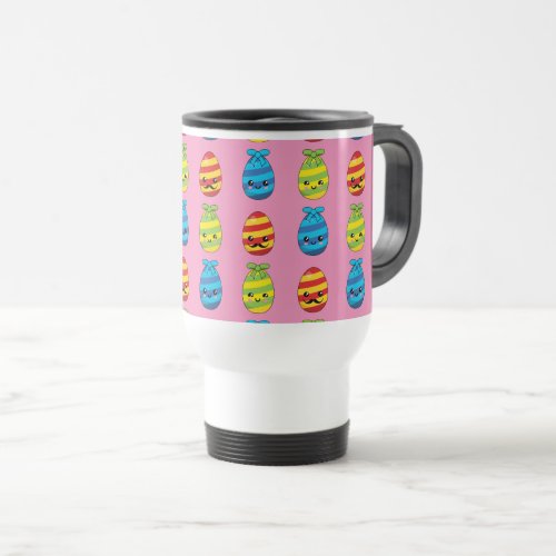 Kawaii Easter Eggs with Ribbons Travel Mug