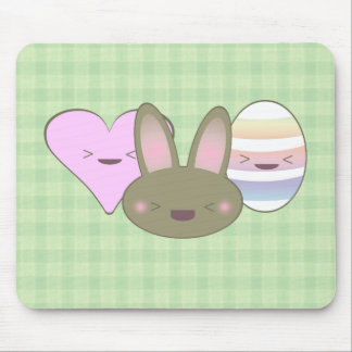 KAWAII EASTER TRIO BUNNY CHOCOLATE EGG HEART HAPPY MOUSE PAD