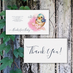 Kawaii Egg Bird Elegant Floral Baby Shower Books Enclosure Card