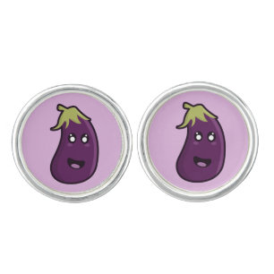Kawaii eggplant cufflinks