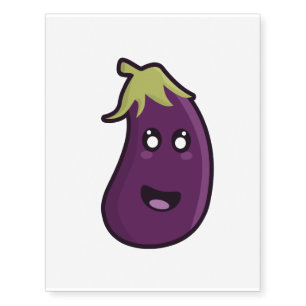 Kawaii eggplant temporary tattoos