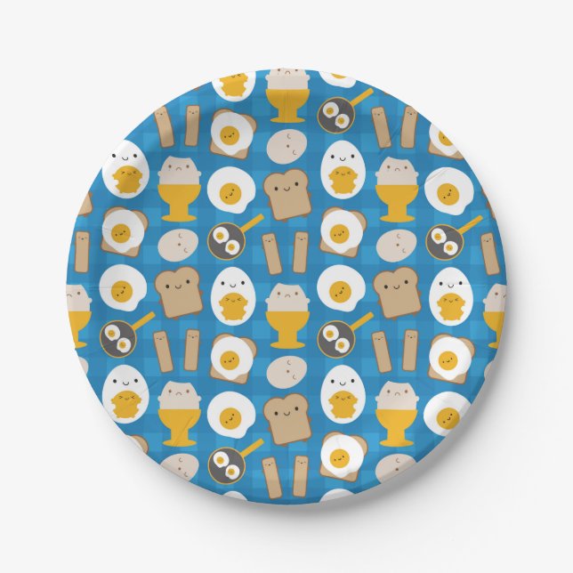 Kawaii Eggs For Breakfast Paper Plates (Front)