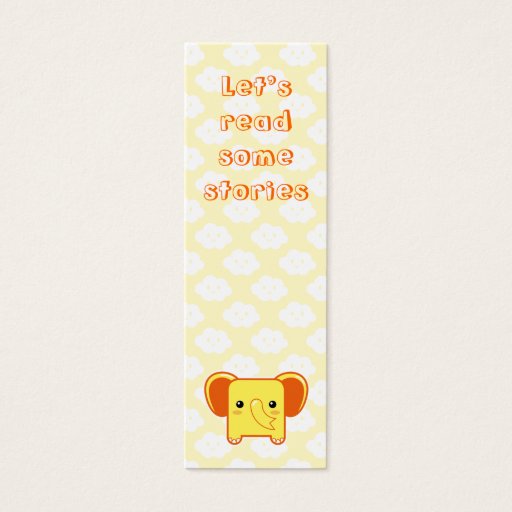 Customizable Kawaii elephant bookmark business card