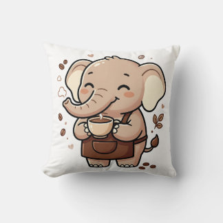 Kawaii Elephant Throw Pillow