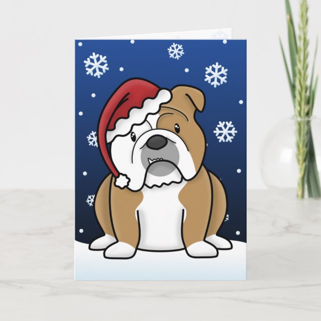 Kawaii English Bulldog Christmas Card (Front)