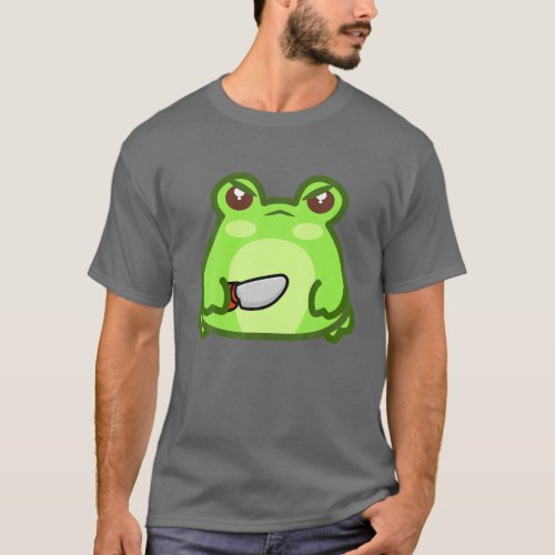 Kawaii Evil Frog With Knife Cute Kawaii Froggy T_Shirt