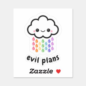 Kawaii Evil Plans Cloud Sticker by sugarhai at Zazzle