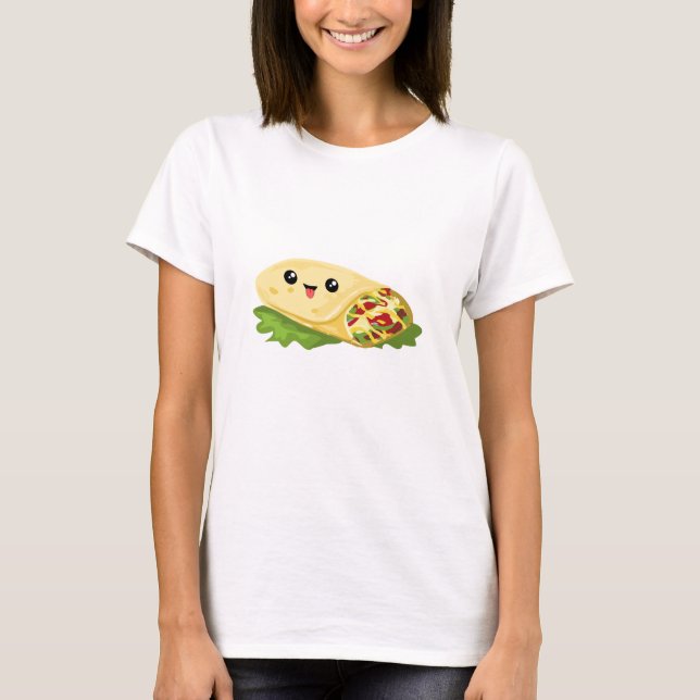 Kawaii Face Burrito Shirt For Mexican Food Lovers (Front)