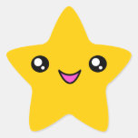 Kawaii Face Gold Star Sticker