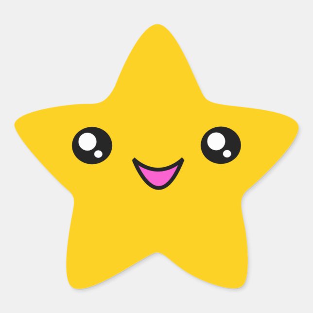 Kawaii Face Gold Star Sticker (Front)