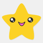 Kawaii Face Gold Star Sticker