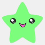 Kawaii Face Green Star Sticker