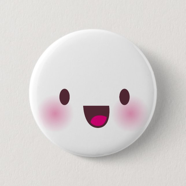 Kawaii face pinback button (Front)