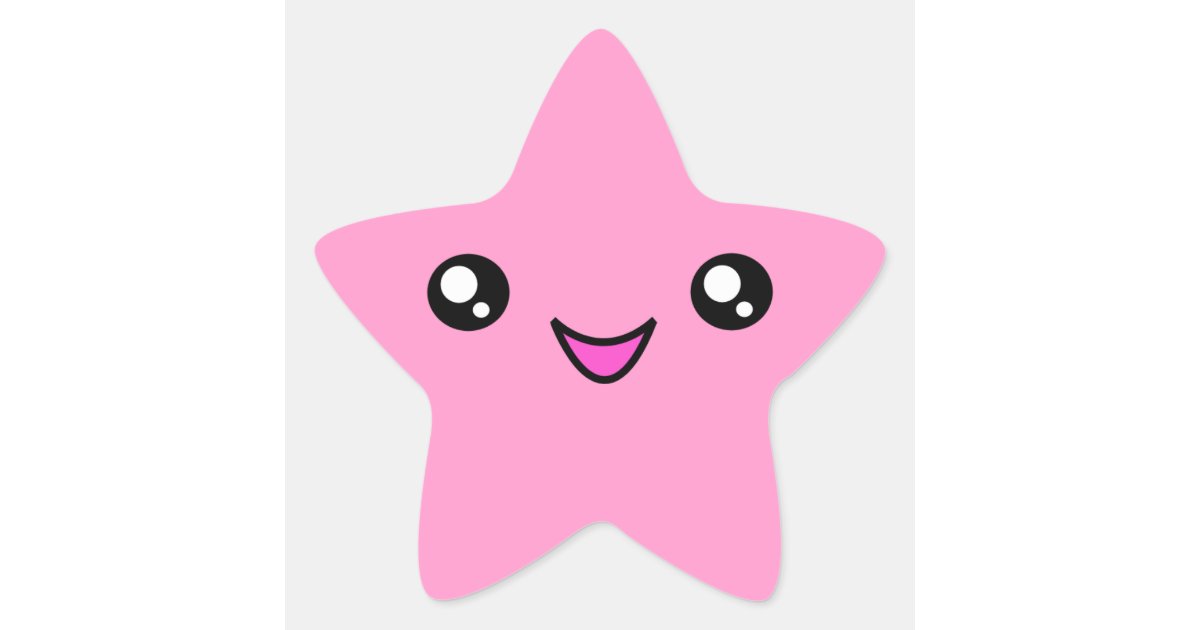 Kawaii Face Pink Star Sticker | Zazzle