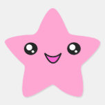 Kawaii Face Pink Star Sticker