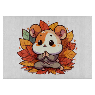 Kawaii fall hamster yoga cutting board