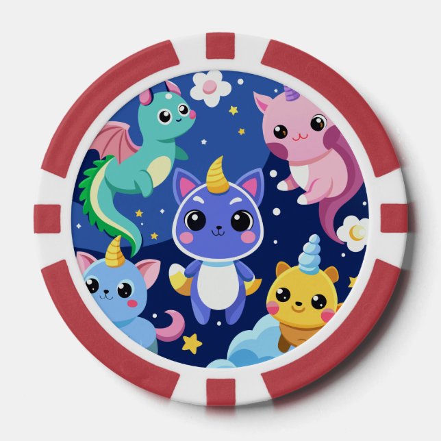 Kawaii Fantasy Creatures Poker Chips (Front)