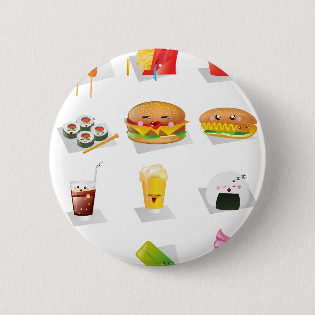 kawaii fast food pinback button (Front)