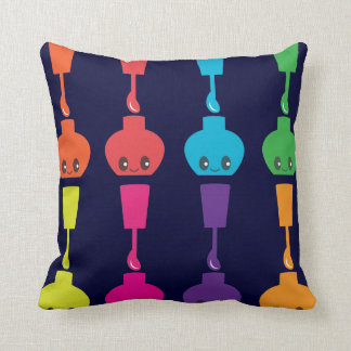 Kawaii Fingernail Polish Throw Pillow