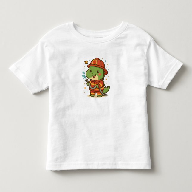 Kawaii Firefighter Dinosaur – Cute Dino Jobs Toddler T-shirt (Front)