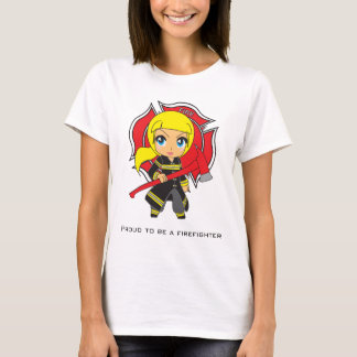 Kawaii Firefighter girl - Customizable T-Shirt