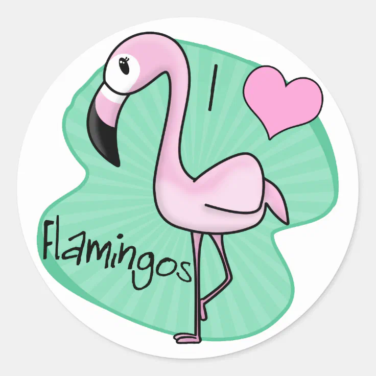 Kawaii Flamingo Gifts Classic Round Sticker Zazzle