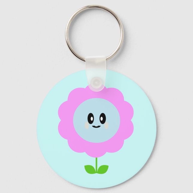 KAWAII FLOWER CUTE PINK BLUE KEYCHAIN (Front)