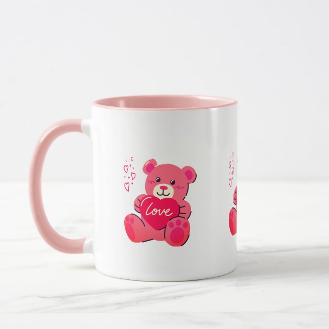 Kawaii Fluffy Animal Pink Mug (Left)