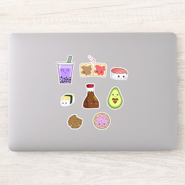 Kawaii Food Collection Sushi Boba Cookies Avocado Sticker (Computer)