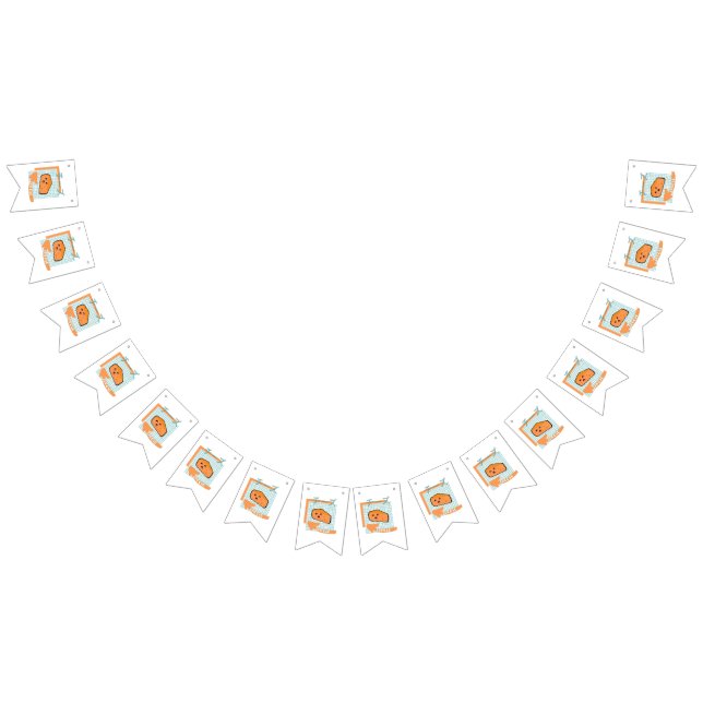 kawaii food- cute Cheese, orange, turquoise Bunting Flags (All)