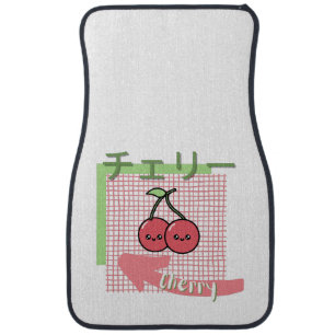 kawaii food- cute Cherry, pink, green Car Floor Mat