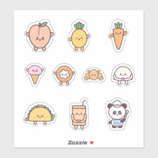 Kawaii Food Friends Happy Fruit and Sweets Sticker