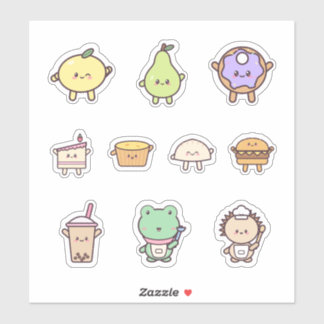 Kawaii Food Friends Lemon Donut and Bubble Tea Sticker