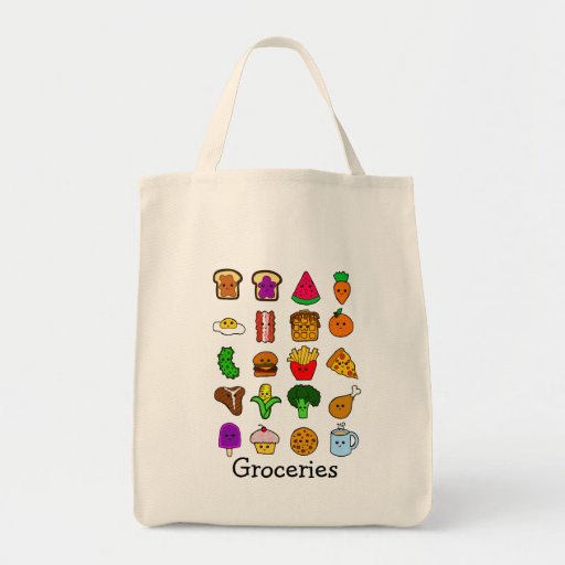 Kawaii Food Grocery Tote Bag | Zazzle