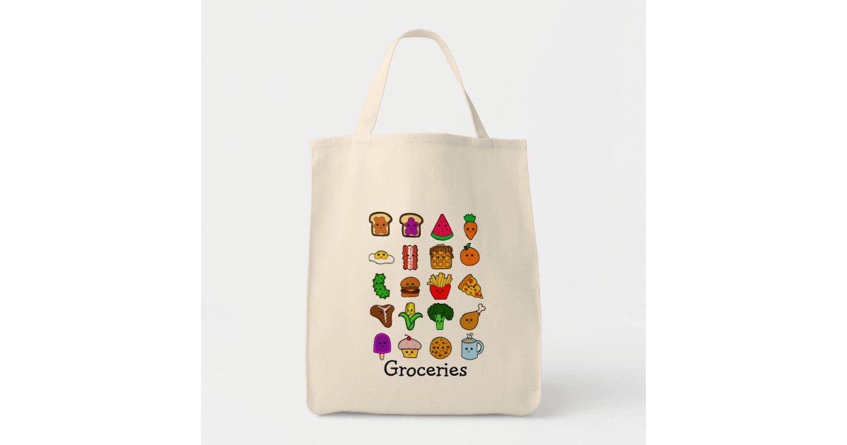 Kawaii Food Grocery Tote Bag | Zazzle.com