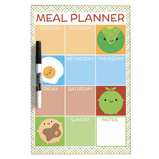 Kawaii Food Meal Planner Dry Erase Board