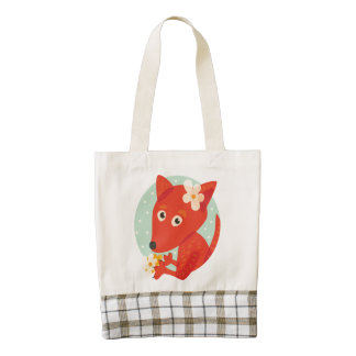 Kawaii fox cute animal kids zazzle HEART tote bag