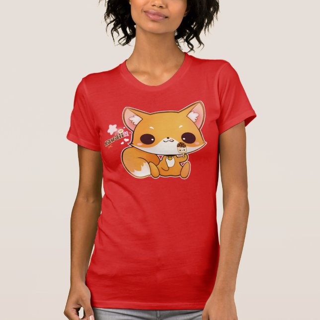 Kawaii fox with cute icecream T-Shirt (Front)