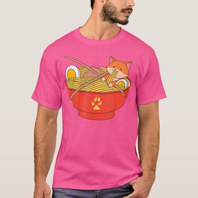 Kawaii Fox With Ramen T-Shirt (Front)