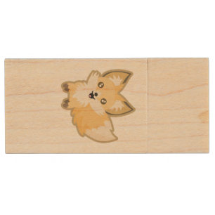 Kawaii Fox Wood Flash Drive