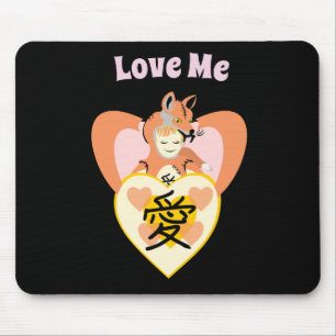 Kawaii Foxy Cosplay Love Heart Mouse Pad
