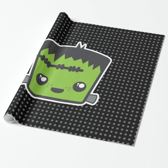 Kawaii Frankenstein Gift Wrap (Unrolled)