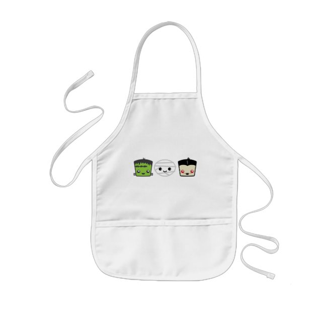 Kawaii Frankenstein Mummy Dracula Apron (Front)