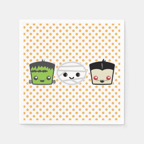 Kawaii Frankenstein Mummy Dracula Napkins