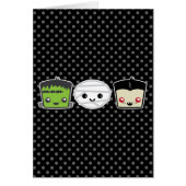 Kawaii Frankenstein Mummy Dracula Note Card (Front)