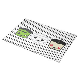 Kawaii Frankenstein Mummy Dracula Placemat